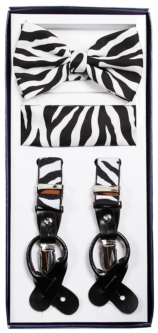 Zebra Striber Seler & Sløjfe Sæt: Klassisk elegance til den moderne gentleman.