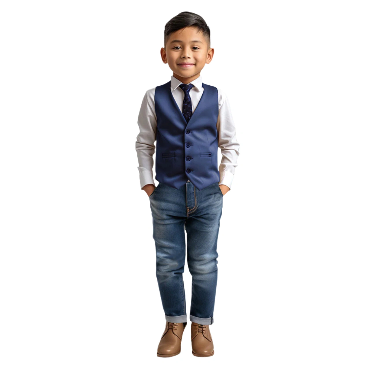 Zegarie Drenge Vest i Marineblå Stil: Klassisk Elegance til Små Gentleman, Klar til Fest!